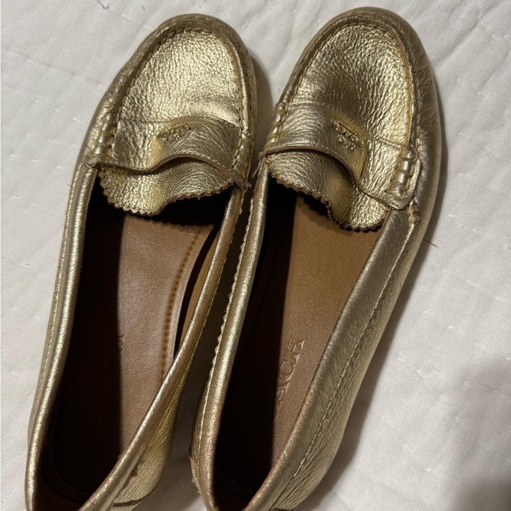 Coach Metallic Gold Flats